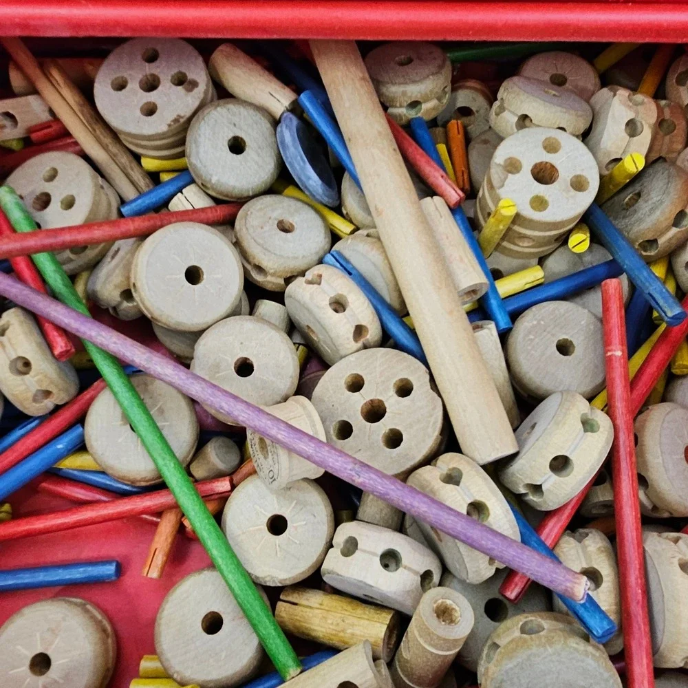 Vintage TinkerToy Wooden Building Set‎ Mixed Lot 1985 Lego Systems w Lego Case